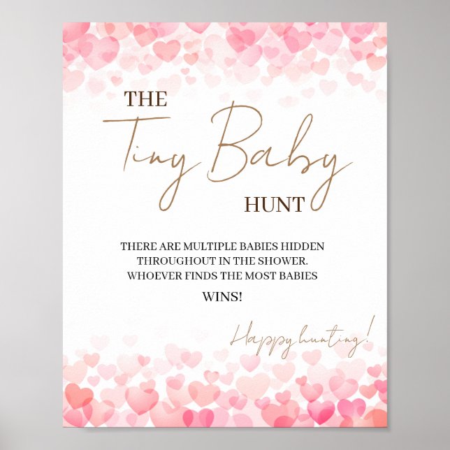 Poster Minimal Le Minuscule Baby shower Chasse Bébé Jeu R (Devant)