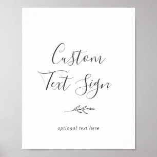 Poster Minimal Leaf Panneau de texte personnalisé gris
