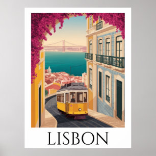 Poster Minimal Lisbonne Portugal Art de Voyage Rétro