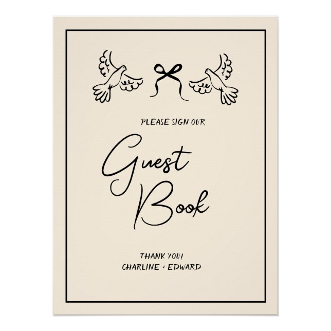 Poster Minimal Olive and Blush Wedding Guestbook  (Devant)