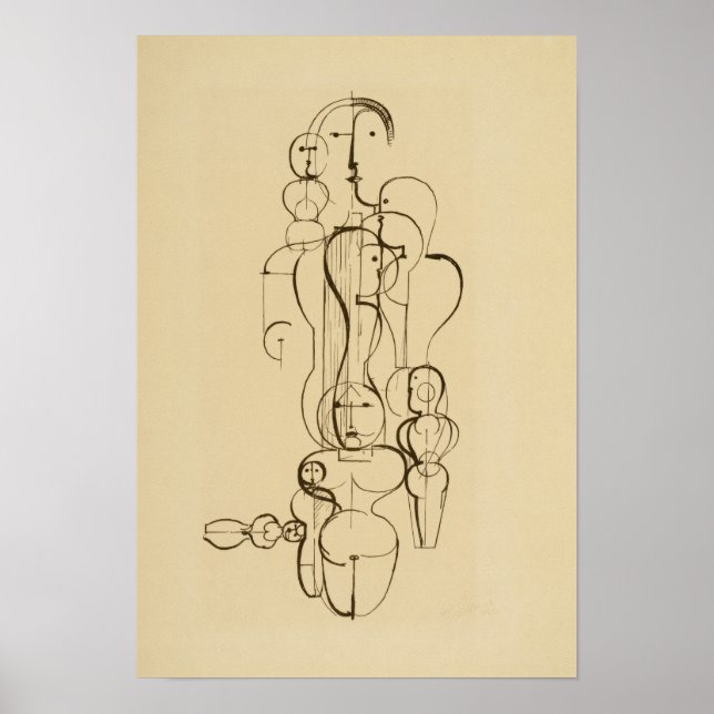 Poster Minimalist Abstract Figurative Line Drawing  Vinta (Devant)