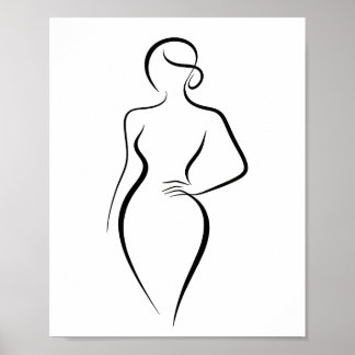 Poster Minimalist Abstract Woman Body Line Art Silhouette