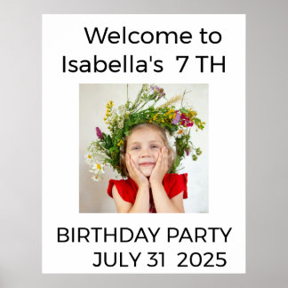 Poster Minimalist Baby Birthday Invitation with Photo