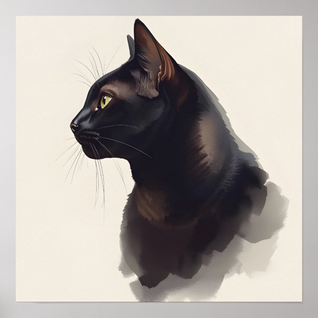 Poster Minimalist Black Cat Art Print (Devant)