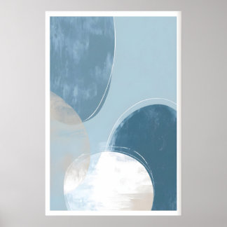 Poster Minimalist Blue Circle Art Print - Soft Brush