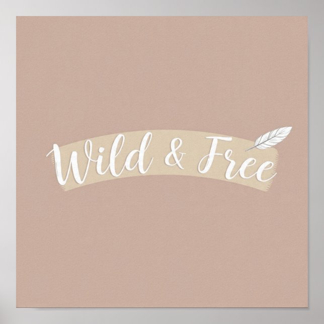 Poster Minimalist Bohemian Art: Wild & Free Feather Arrow (Devant)