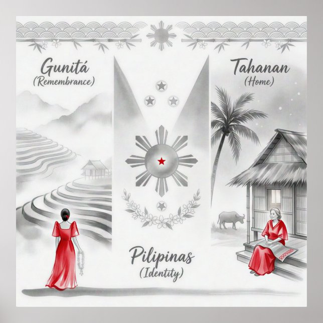 Poster Minimalist Filipino Ink Wash (Devant)