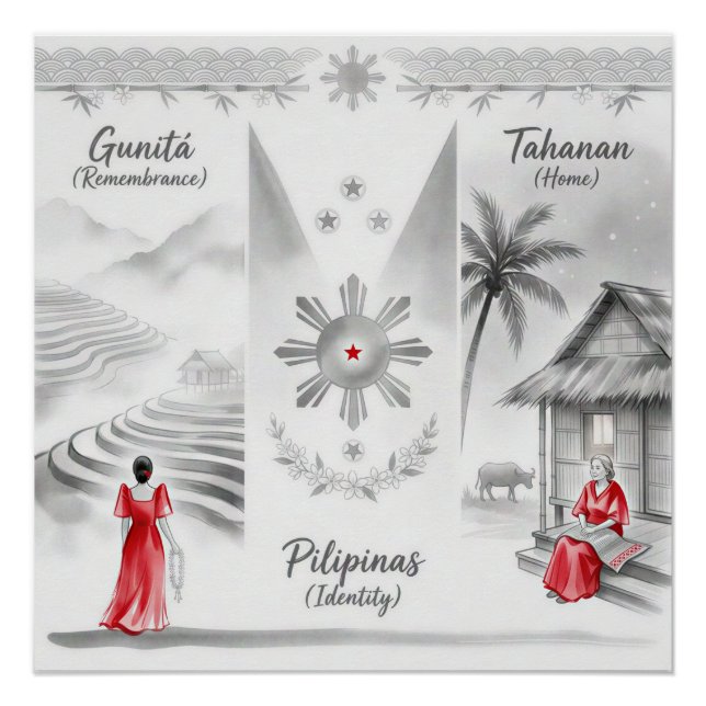 Poster Minimalist Filipino Ink Wash (Devant)