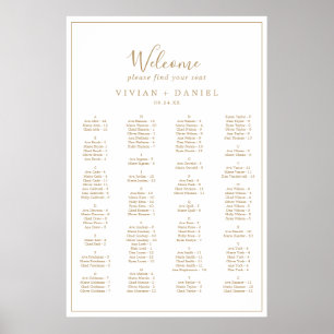 Poster Minimalist Gold Alphabetical Seating Chart