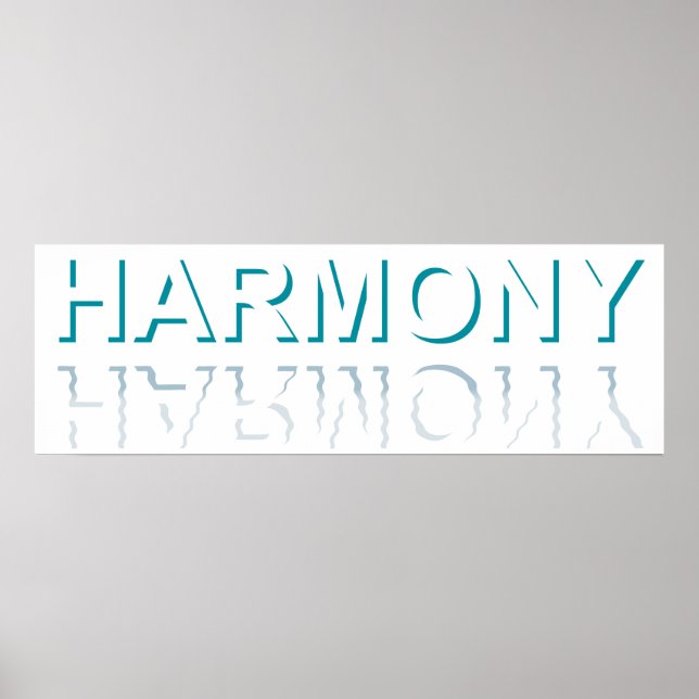 Poster Minimalist HARMONY Text Water Reflection & Shadow  (Devant)