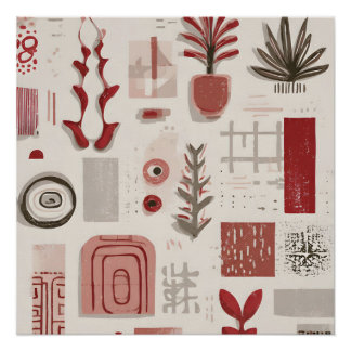 Poster minimalist scribble ornaments