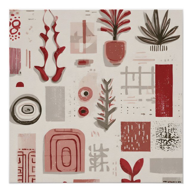 Poster minimalist scribble ornaments (Devant)