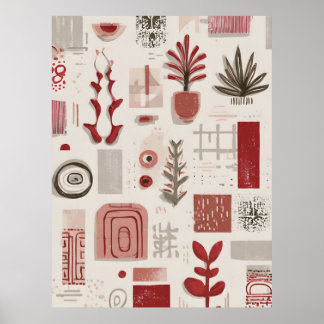 Poster minimalist scribble ornaments