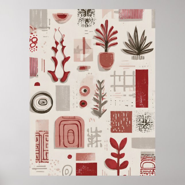 Poster minimalist scribble ornaments (Devant)