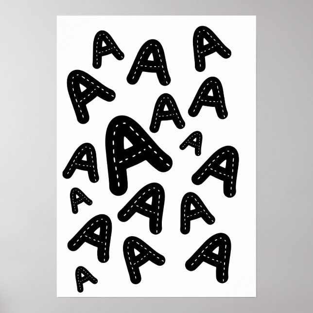 Poster Minimalist Stitched Monogram A - Geometric Pattern (Devant)
