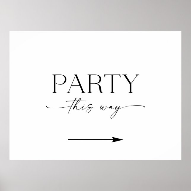 Poster Minimalist This Way To The Party Sign (Devant)