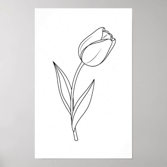 Poster Minimalist Tulip Line Drawing (Devant)