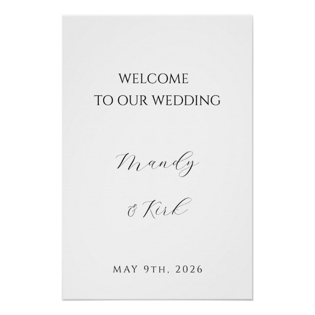 Poster Minimalist Wedding Welcome Sign | Custom Modern  (Devant)
