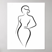 Minimaliste Abstrait Femme Corps Ligne Art Silhoue