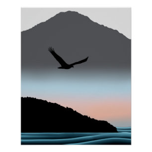 Poster Minimaliste Art du Mont Eagle du Nord-Ouest Pacifi
