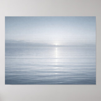 Poster Minimaliste Calme Horizon de l'océan bleu Soleil R