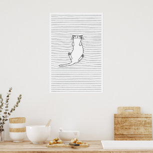 Poster Minimaliste Chat Noir & Blanc Art Linéaire Scandin