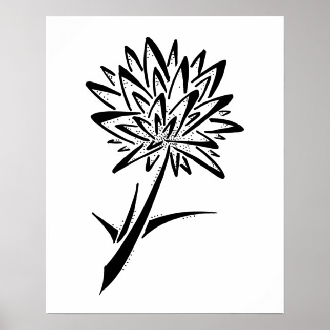 Poster minimaliste Dandelion tatouage Impression (Devant)