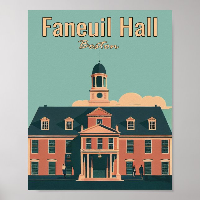 Poster minimaliste d'art Faneuil Hall Boston (Devant)