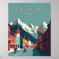 Poster minimaliste d'art Vintage de Chamonix Franc