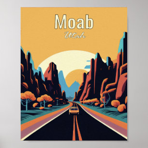 Poster minimaliste d'art Vintage Moab Utah