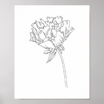 Poster minimaliste de dessin de trait de la fleur 