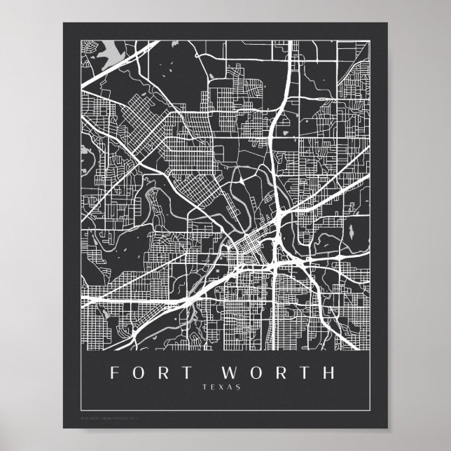 Poster minimaliste de Fort Worth Texas Map (Devant)