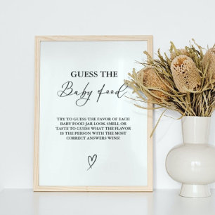 Poster Minimaliste Devinez Le Baby shower alimentaire pou