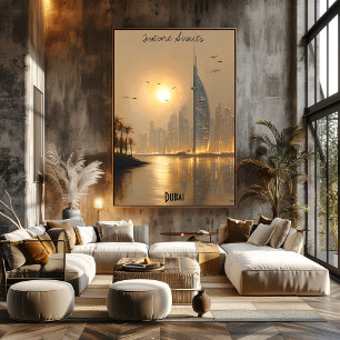 Poster minimaliste Dubaï Skyline - Moyen-Orient