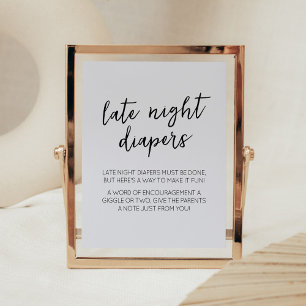 Poster Minimaliste Hello Baby moderne Late Night Diapers