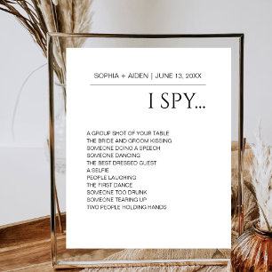 Poster Minimaliste I Spy Mariage Réception Guest Game