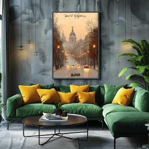 Poster minimaliste Madrid Skyline - Art espagnol