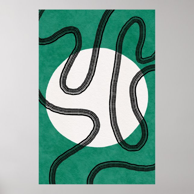 Poster minimaliste moderne Abstrait Line Art (Devant)