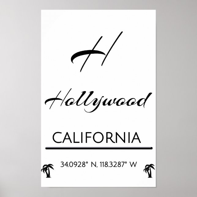 Poster minimaliste noir et blanc Hollywood (Devant)