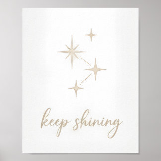 Poster Minimaliste Or "Keep Shining" Constellation d'étoi