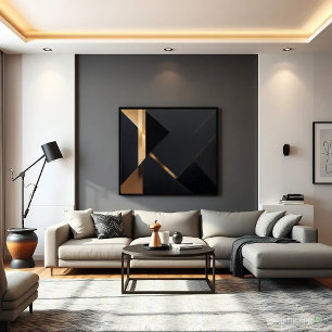 Poster Minimaliste Or Noir Géométrique Luxe