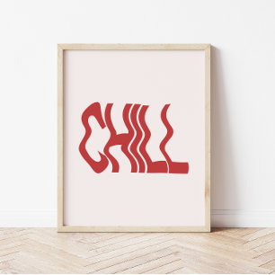 Poster Minimaliste Rétro 'Chill' Texte Ondulé Tendance