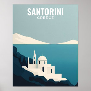 Poster Minimaliste rétro de Santorin Grèce