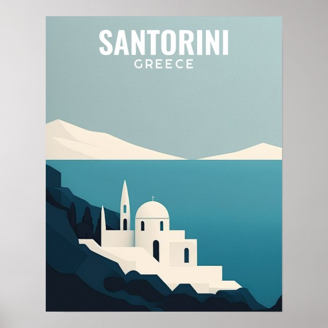 Poster Minimaliste rétro de Santorin Grèce (Devant)