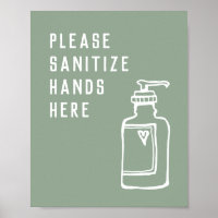 Minimaliste Sanitize Vert Mains Ici