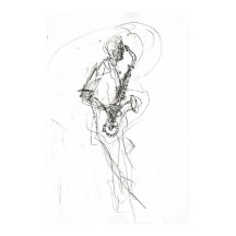 Poster minimaliste saxophoniste - Croquis Abstrait