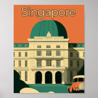 Poster minimaliste Vintage voyage de Singapour