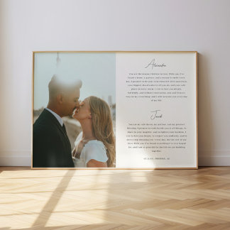 Poster Minimalistic Script Wedding Vows Custom Photo