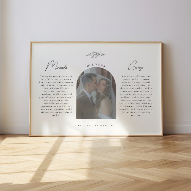 Poster Minimalistic Script Wedding Vows w/ Photo Arch  (Créateur téléchargé)