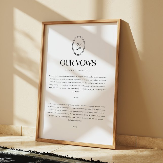 Poster Minimalistic Wedding Vows Custom Monogram (Créateur téléchargé)